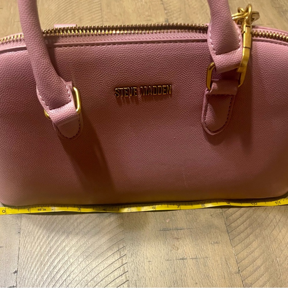 EUC Steve Madden Pink Satchel Bag with Crossbody Strap and SM Bagcharm - Picture 7 of 9